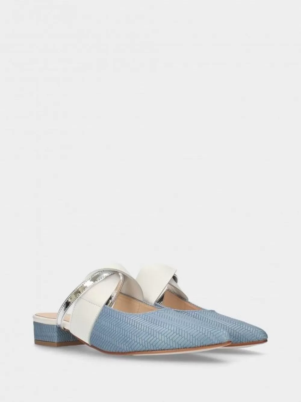 LEA Mules^Mules Azuis De Salto Baixo Para Mulher